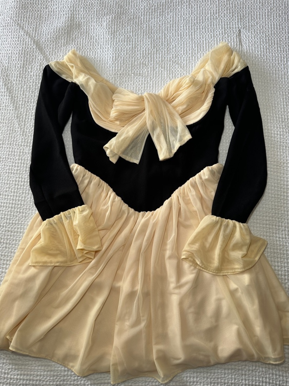 House of CB Black and Cream Chiffon-Trim Dance Dress (NEVER WORN)